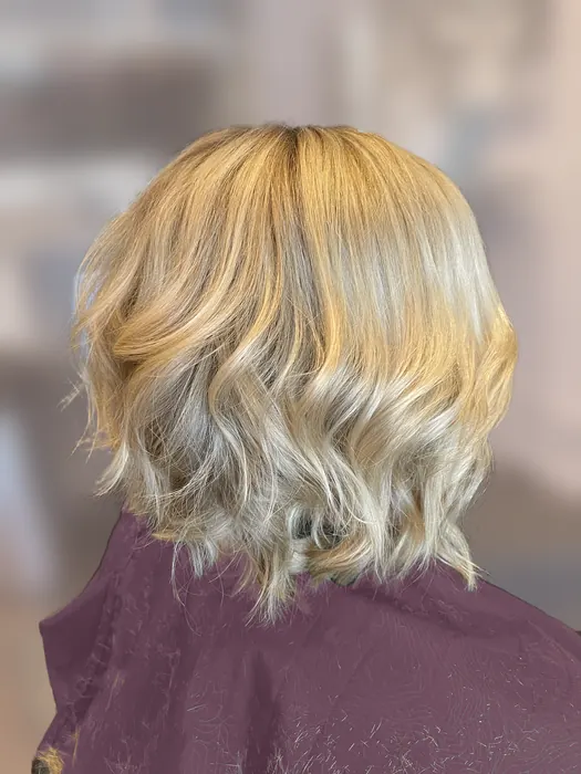 Beige blonde textured bob by Hair by Lana, Santa Barbara