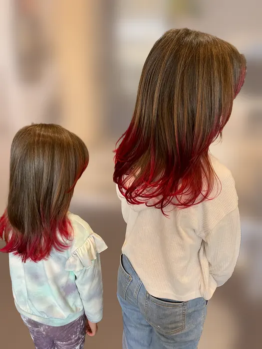 Kids’ red dip-dye ends by Hair by Lana, Santa Barbara
